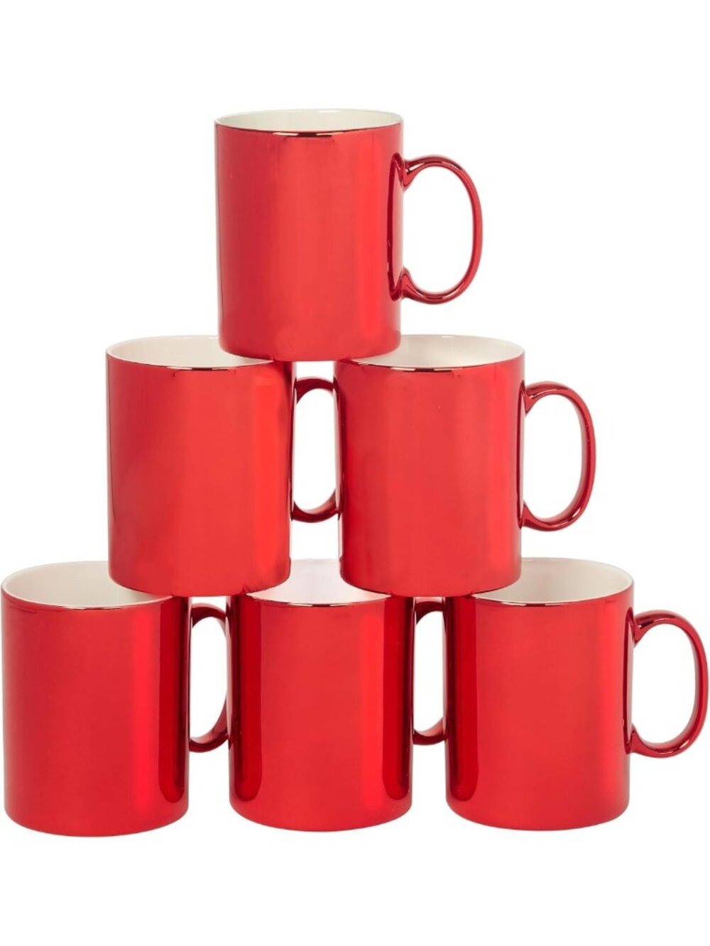 Festive Red 16 oz. Holiday Mugs - Set of 6, Perfect for Christmas & Winter Cheer
